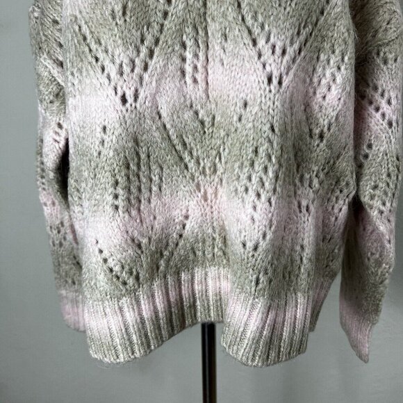SANCTUARY Pointelle Sweater Pullover Open Knit Pink Moonlight NWT Size Large - Picture 3 of 11